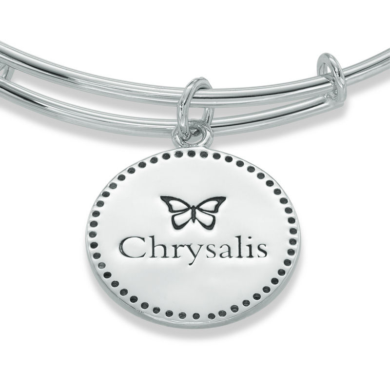 Main Image 2 of Chrysalis Cubic Zirconia Initial "O" Charm Adjustable Bangle in Sterling Silver