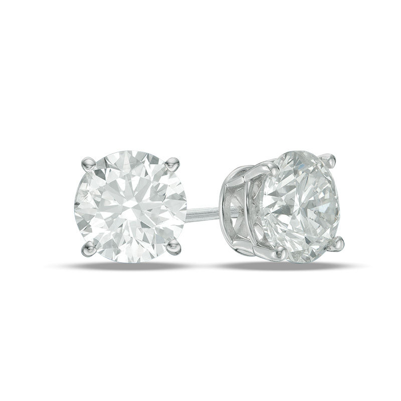 2 CT. T.W. Diamond Solitaire Stud Earrings in 14K White Gold (I/I2)