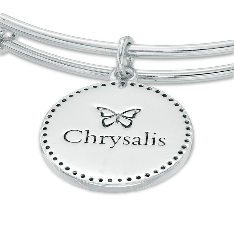 Main Image 2 of Chrysalis Cubic Zirconia "F" Initial Charm Adjustable Bangle in Sterling Silver
