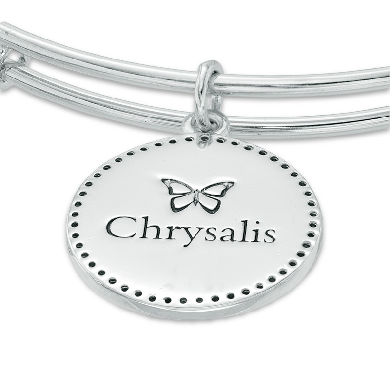 Main Image 2 of Chrysalis Cubic Zirconia "X" Initial Charm Adjustable Bangle in Sterling Silver
