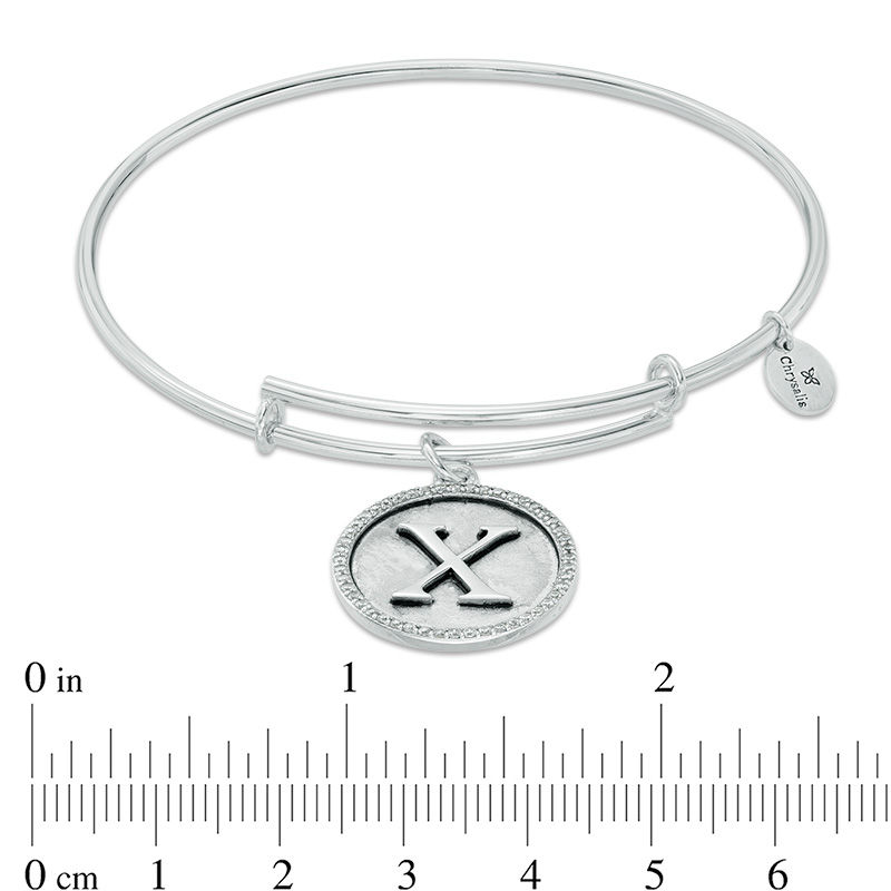 Main Image 4 of Chrysalis Cubic Zirconia "X" Initial Charm Adjustable Bangle in Sterling Silver