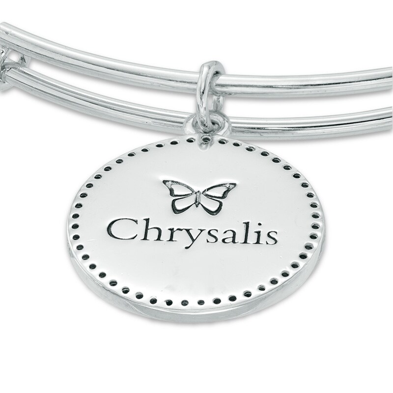 Main Image 2 of Chrysalis Cubic Zirconia "Z" Initial Charm Adjustable Bangle in Sterling Silver