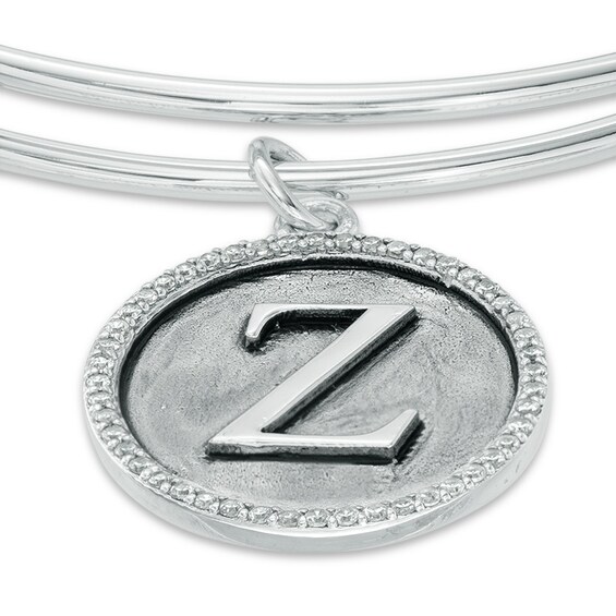 Chrysalis Cubic Zirconia "Z" Initial Charm Adjustable Bangle in Sterling Silver
