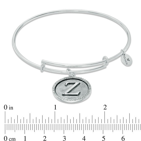 Chrysalis Cubic Zirconia "Z" Initial Charm Adjustable Bangle in Sterling Silver
