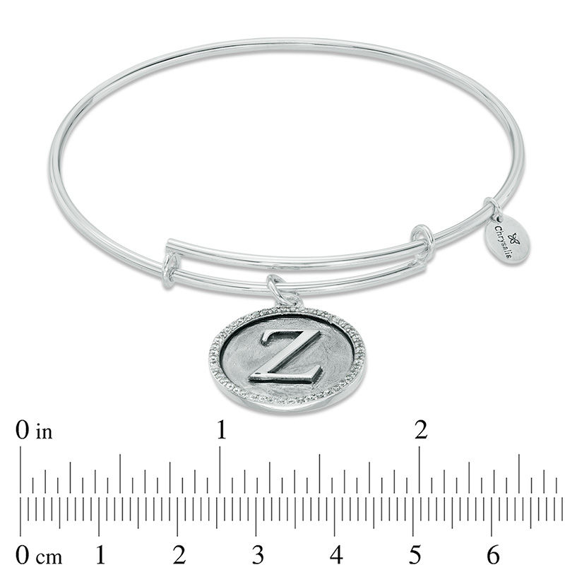 Main Image 4 of Chrysalis Cubic Zirconia "Z" Initial Charm Adjustable Bangle in Sterling Silver