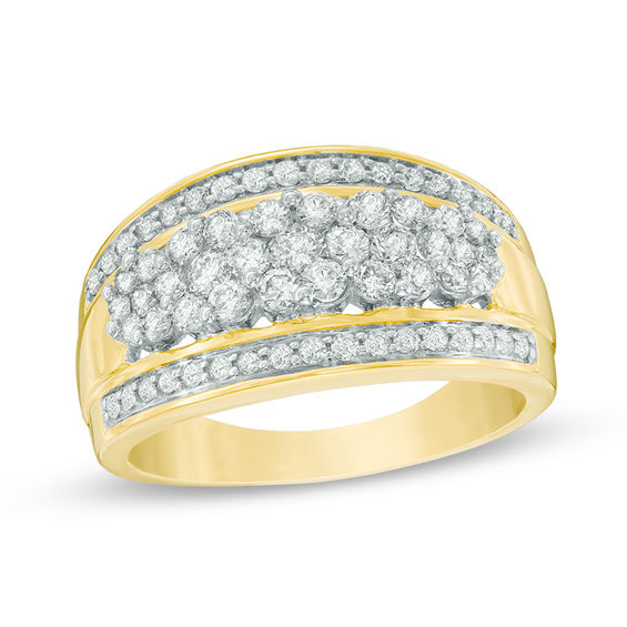 1 T.w. Diamond Flower Ring in 10K Gold