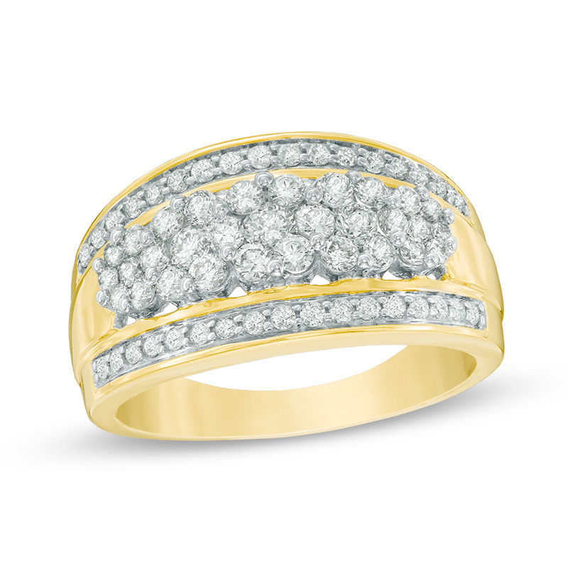 1 T.W. Diamond Flower Ring in 10K Gold