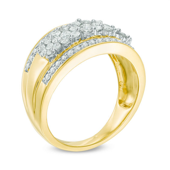 1 T.w. Diamond Flower Ring in 10K Gold