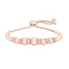 Thumbnail Image 0 of Dyed Pink Freshwater Cultured Pearl and Lab-Created White Sapphire Bracelet in Sterling Silver and 18K Rose Gold Plate