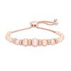 Thumbnail Image 1 of Dyed Pink Freshwater Cultured Pearl and Lab-Created White Sapphire Bracelet in Sterling Silver and 18K Rose Gold Plate