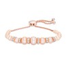 Thumbnail Image 0 of Dyed Pink Freshwater Cultured Pearl and Lab-Created White Sapphire Bracelet in Sterling Silver and 18K Rose Gold Plate