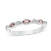 Thumbnail Image 1 of Marquise Pink Tourmaline and Diamond Accent Vintage-Style Band in 14K White Gold
