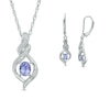 Thumbnail Image 0 of Oval Tanzanite and Diamond Accent Cascading Infinity Pendant and Earrings Set in Sterling Silver