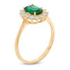 Thumbnail Image 1 of Oval Lab-Created Emerald and White Sapphire Starburst Frame Ring in 10K Gold