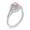 Thumbnail Image 2 of 6.0mm Lab-Created Pink and White Sapphire Frame Ring in Sterling Silver