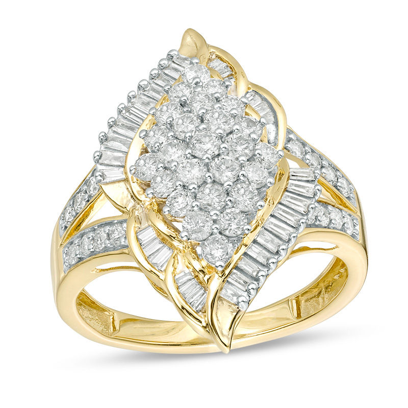 Main Image 1 of 1 CT. T.W. Diamond Composite Flame Ring in 10K Gold