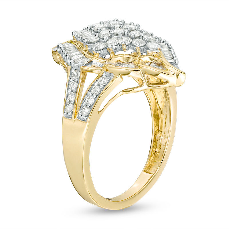 Main Image 3 of 1 CT. T.W. Diamond Composite Flame Ring in 10K Gold