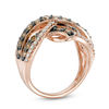 Thumbnail Image 1 of 2 CT. T.W. Champagne and White Diamond Crossover Ring in 10K Rose Gold