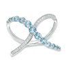 Thumbnail Image 0 of Swiss Blue Topaz and Lab-Created White Sapphire Criss-Cross Ring in Sterling Silver