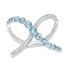 Thumbnail Image 1 of Swiss Blue Topaz and Lab-Created White Sapphire Criss-Cross Ring in Sterling Silver