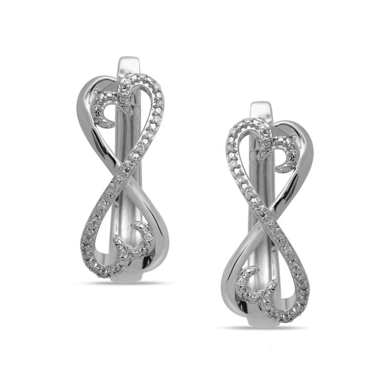 Main Image 1 of Open Hearts by Jane Seymour™ 1/10 CT. T.W. Diamond Hoop Earrings in Sterling Silver