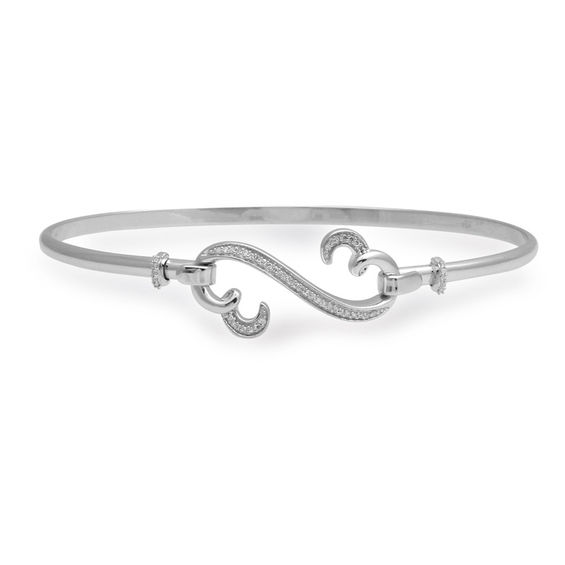 Open Hearts by Jane Seymourâ¢ 1/10 CT. T.w. Diamond Bangle in Sterling Silver