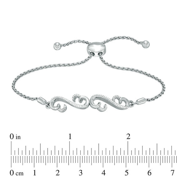 Open Hearts by Jane Seymourâ¢ 1/10 CT. T.w. Diamond Bolo Bracelet in Sterling Silver - 9.5"