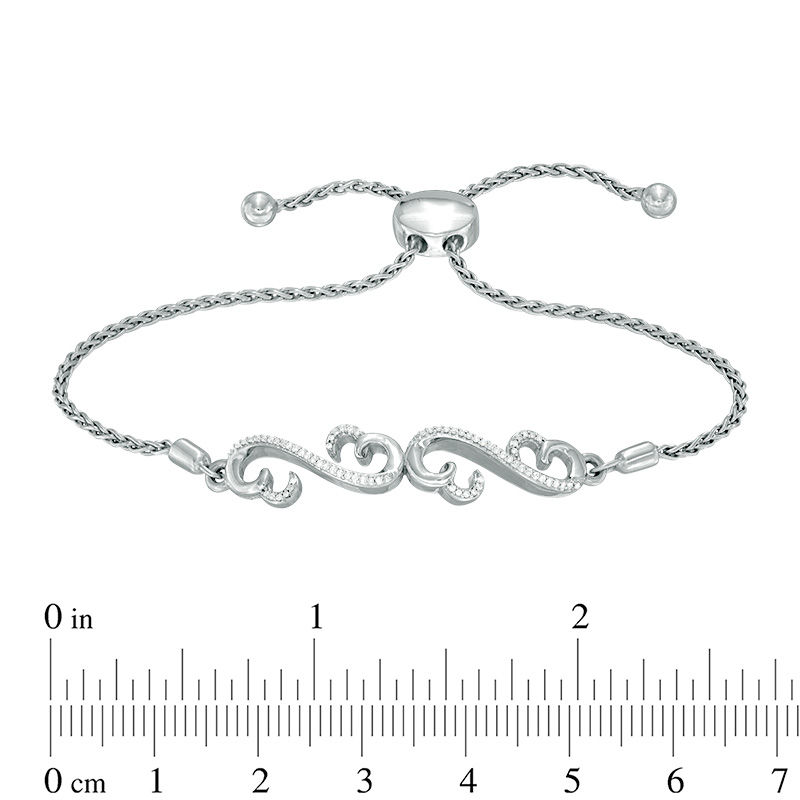 Main Image 2 of Open Hearts by Jane Seymour™ 1/10 CT. T.W. Diamond Bolo Bracelet in Sterling Silver - 9.5"