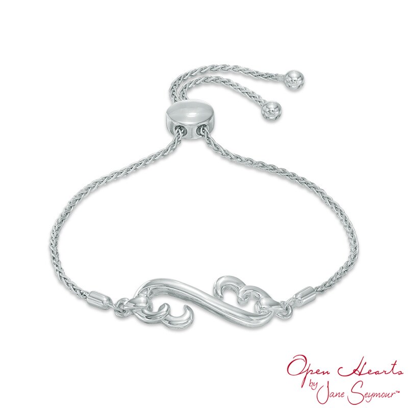 Main Image 1 of Open Hearts by Jane Seymour™ Bolo Bracelet in Sterling Silver - 9.5"