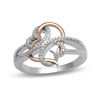 Thumbnail Image 0 of Open Hearts by Jane Seymour™ 1/10 CT. T.W. Diamond Hearts Ring in Sterling Silver and 10K Rose Gold