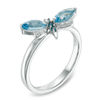 Thumbnail Image 1 of Marquise Blue Topaz and Lab-Created White Sapphire Dragonfly Ring in Sterling Silver