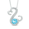 Thumbnail Image 1 of Open Hearts by Jane Seymour™ 7.0mm Blue Topaz and 1/20 CT. T.W. Diamond Pendant in Sterling Silver