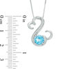 Thumbnail Image 2 of Open Hearts by Jane Seymour™ 7.0mm Blue Topaz and 1/20 CT. T.W. Diamond Pendant in Sterling Silver