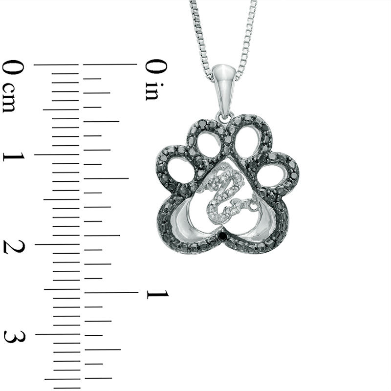 Main Image 2 of Open Hearts by Jane Seymour™ Enhanced Black and White Diamond Accent Paw Pendant in Sterling Silver