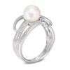 Thumbnail Image 2 of 7.5-8.0mm Freshwater Cultured Pearl and White Topaz Multi-Row Ring in Sterling Silver