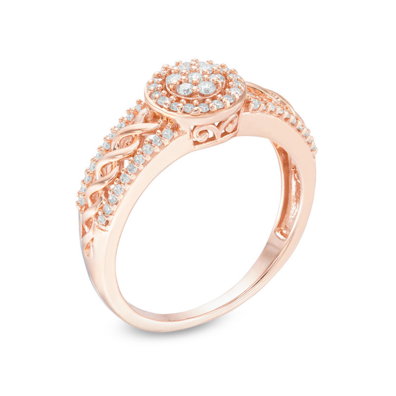 1/3 CT. T.W. Composite Diamond Frame Twist Shank Ring in 10K Rose Gold