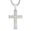 Thumbnail Image 1 of Men's 1/4 CT. T.W. Diamond Cross with Star Pendant in Stainless Steel and 10K Gold - 24"