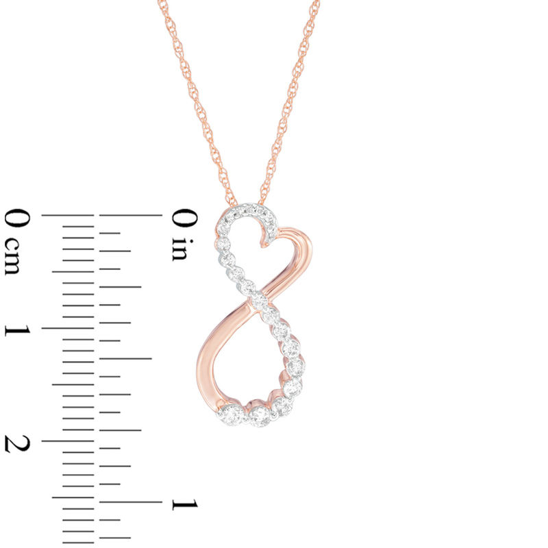 1/4 CT. T.W. Diamond Infinity with Heart Pendant in 10K Rose Gold