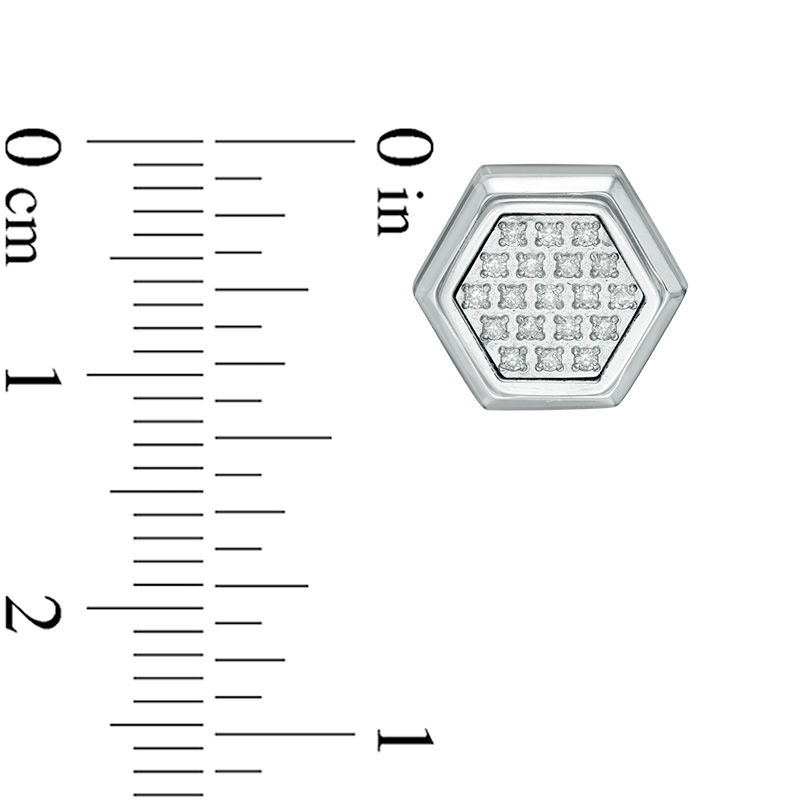 Main Image 3 of 1/5 CT. T.W. Diamond Hexagonal Stud Earrings in Stainless Steel