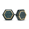 Thumbnail Image 1 of 1/5 CT. T.W. Enhanced Blue Diamond Hexagonal Stud Earrings in Two-Tone Stainless Steel