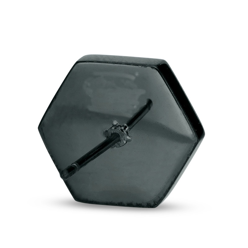 Main Image 2 of 1/5 CT. T.W. Enhanced Blue Diamond Hexagonal Stud Earrings in Two-Tone Stainless Steel