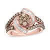 Thumbnail Image 0 of 1/2 CT. T.W. Composite Champagne and White Diamond Whirlwind Split Shank Ring in 10K Rose Gold