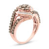 Thumbnail Image 1 of 1/2 CT. T.W. Composite Champagne and White Diamond Whirlwind Split Shank Ring in 10K Rose Gold