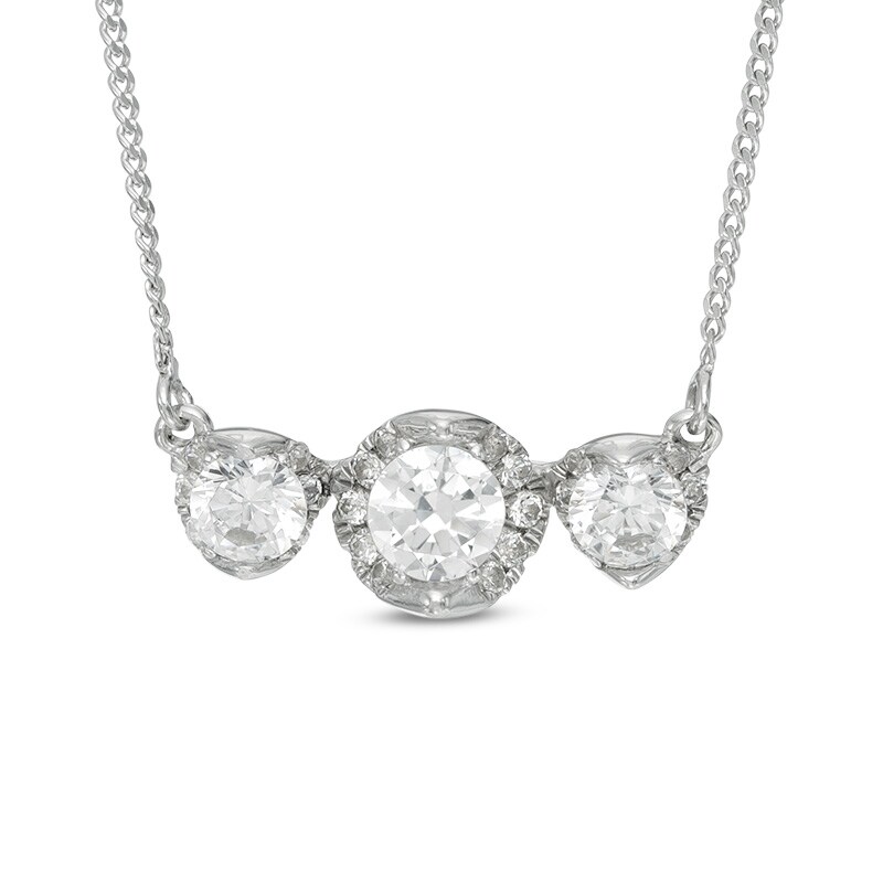 Main Image 1 of 1 CT. T.W. Certified Canadian Diamond Three Stone Necklace in 14K White Gold (I/I2)