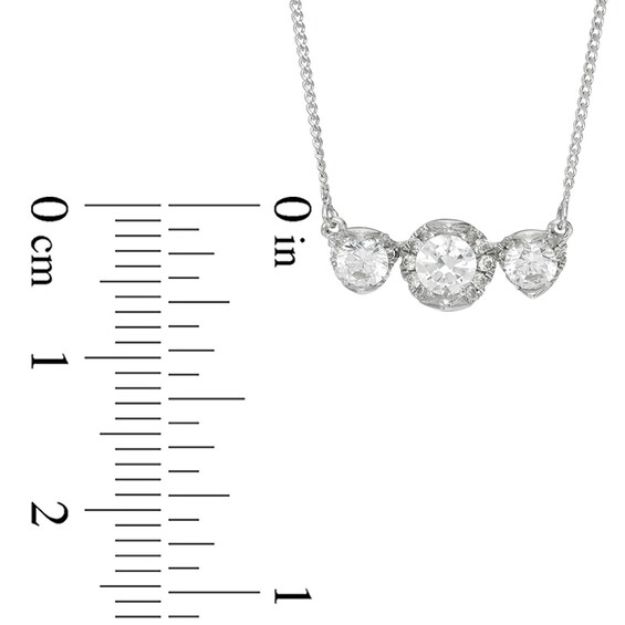 1 CT. T.w. Certified Canadian Diamond Three Stone Necklace in 14K White Gold (I/I2)