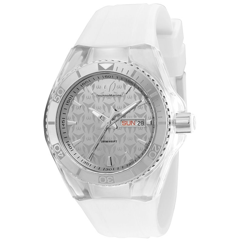 TechnoMarine Monogram Cruise Silicone Strap Watch with Silver-Tone Dial (Model: TM-115060)