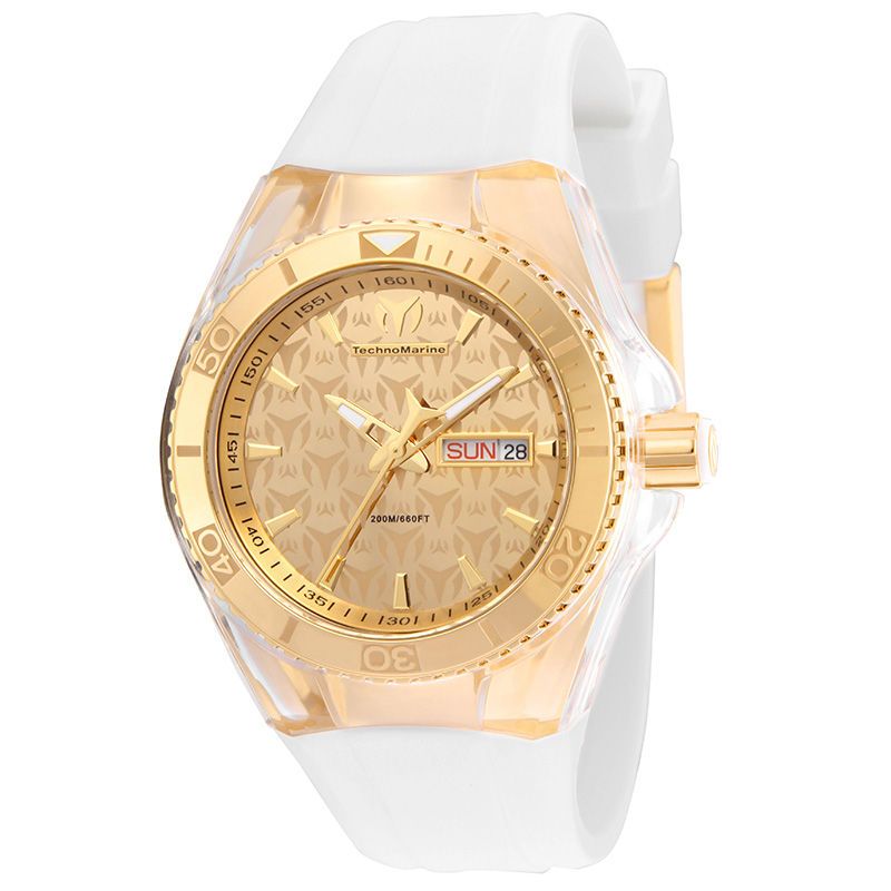 Main Image 1 of TechnoMarine Monogram Cruise Silicone Strap Watch with Gold-Tone Dial (Model: TM-115061)