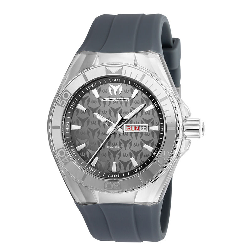 Men's TechnoMarine Monogram Cruise Silicone Strap Watch with Grey Dial (Model: TM-115062)