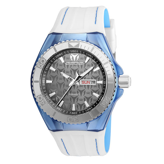 Men's TechnoMarine Monogram Cruise Silicone Strap Watch with Grey Dial (Model: Tm-115065)