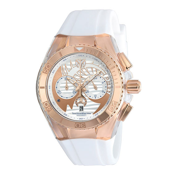 TechnoMarine Dream Cruise Silicone Strap Chronograph Watch with Silver-Tone Dial (Model: Tm-115066)